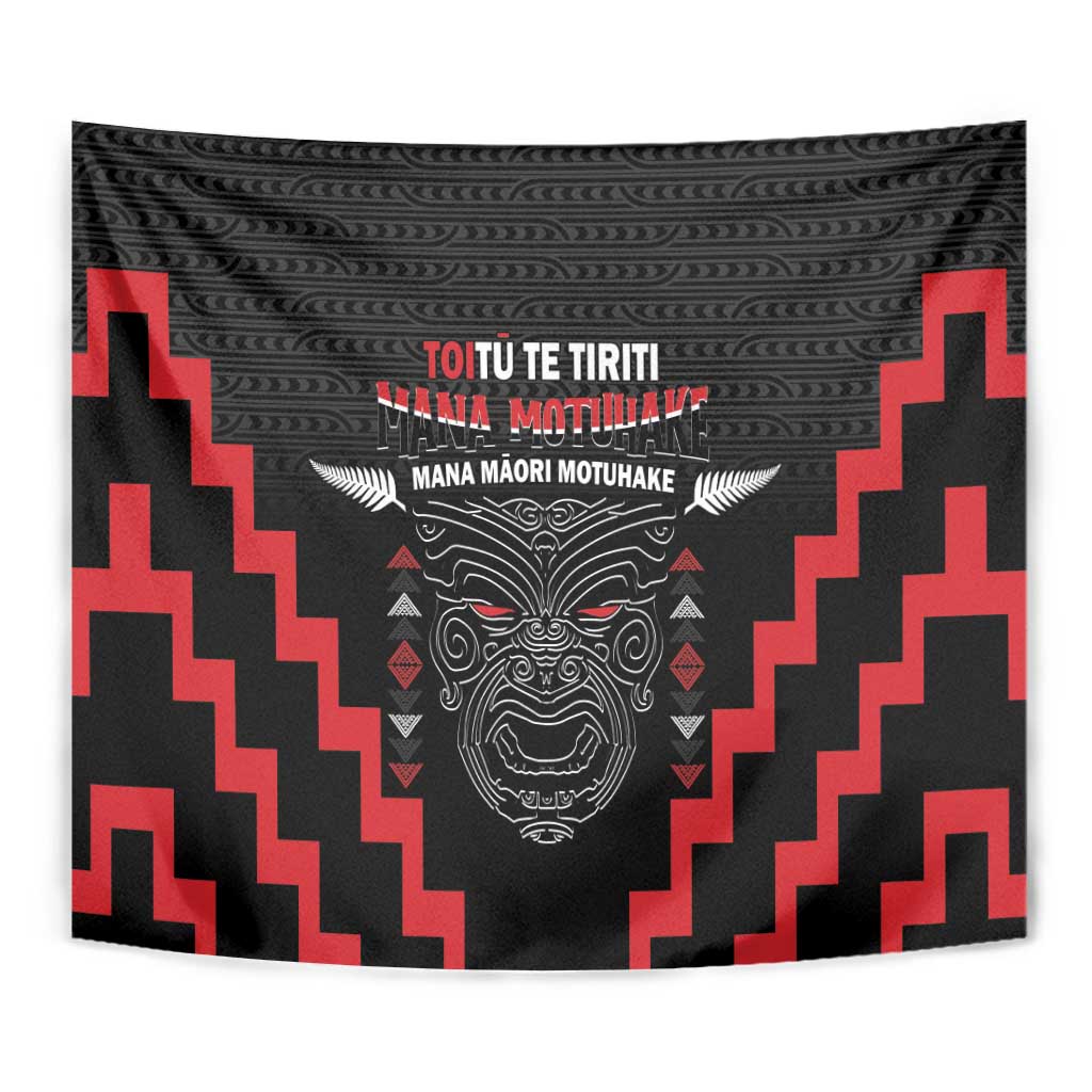 Personalised Toitu Te Tiriti Mana Maori Motuhake Tapestry Aotearoa Haka Face Mix Poutama Art