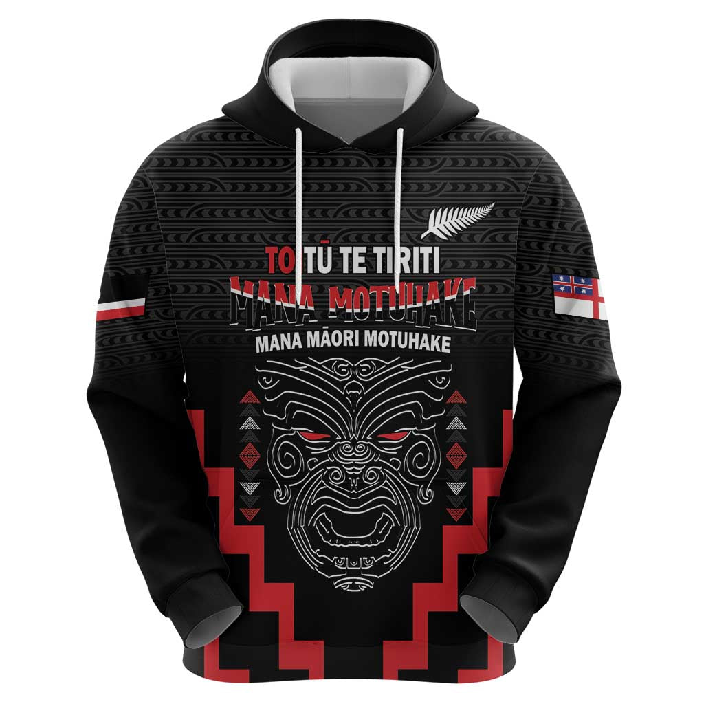 Personalised Toitu Te Tiriti Mana Maori Motuhake Zip Hoodie Aotearoa Haka Face Mix Poutama Art LT14 - Polynesian Pride