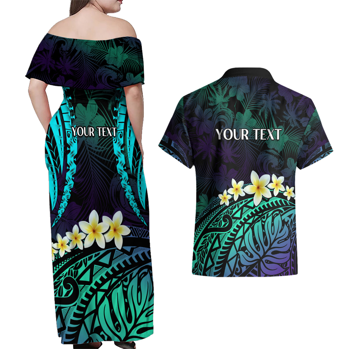 Personalised Pasifika Festival Auckland Couples Matching Off Shoulder Maxi Dress and Hawaiian Shirt 2024 Pacific Islands Polynesian Pattern LT14 - Polynesian Pride
