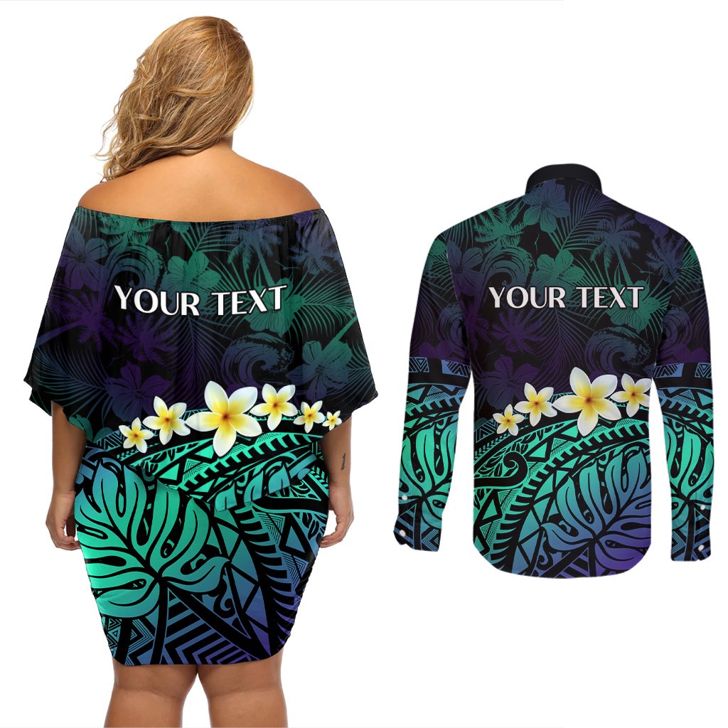 Personalised Pasifika Festival Auckland Couples Matching Off Shoulder Short Dress and Long Sleeve Button Shirt 2024 Pacific Islands Polynesian Pattern LT14 - Polynesian Pride