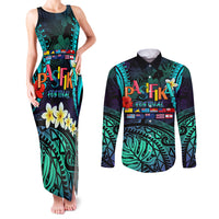 Personalised Pasifika Festival Auckland Couples Matching Tank Maxi Dress and Long Sleeve Button Shirt 2024 Pacific Islands Polynesian Pattern LT14 Purple - Polynesian Pride