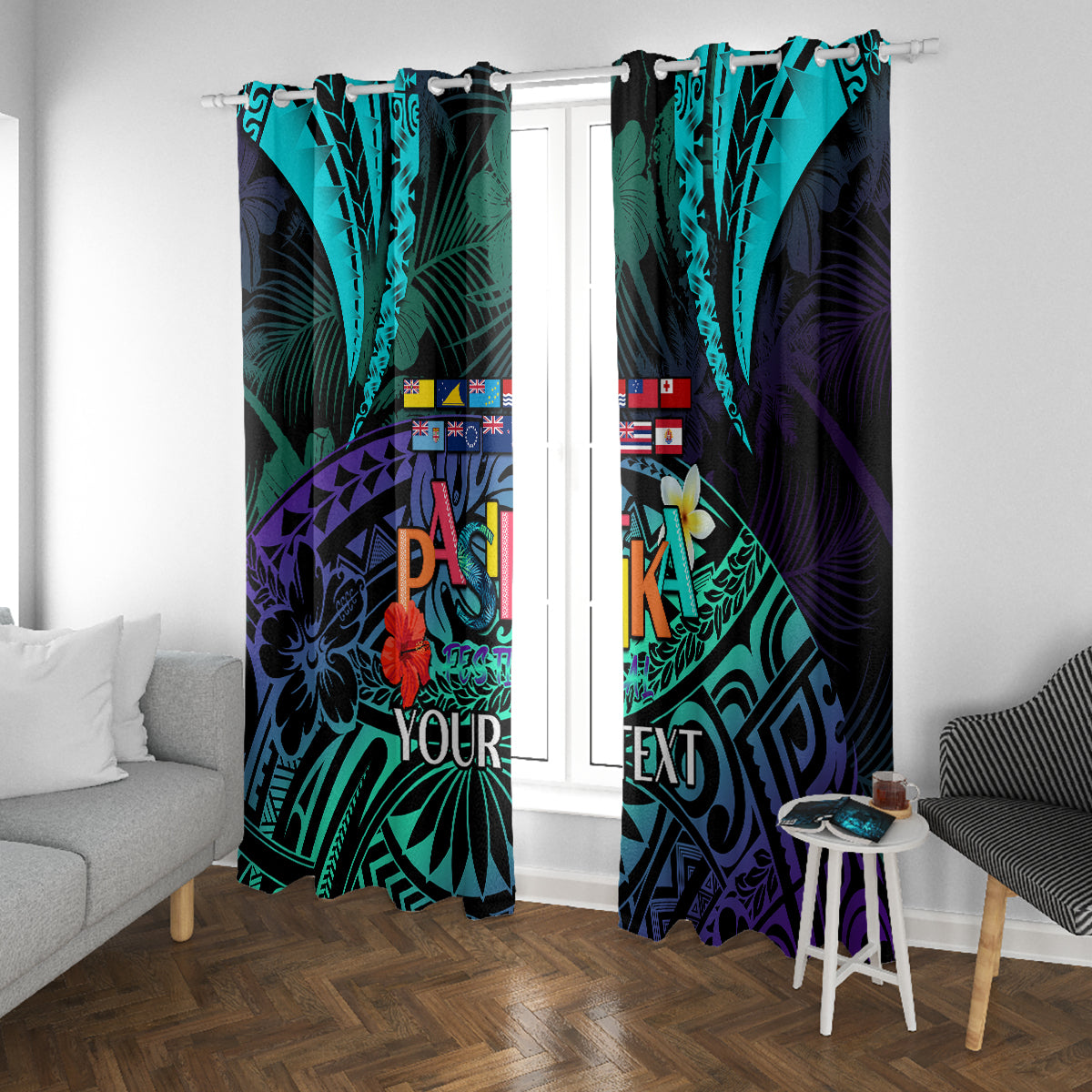 Personalised Pasifika Festival Auckland Window Curtain 2024 Pacific Islands Polynesian Pattern LT14 With Grommets Purple - Polynesian Pride