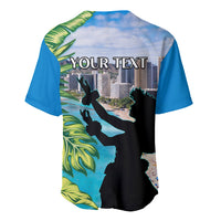 Personalised Honolulu Aloha Hawaii Baseball Jersey Tropical Leaves With Hula Girl LT14 - Polynesian Pride