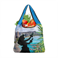 Personalised Honolulu Aloha Hawaii Grocery Bag Tropical Leaves With Hula Girl