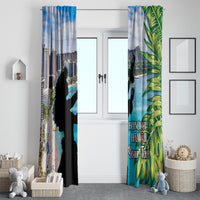 Personalised Honolulu Aloha Hawaii Window Curtain Tropical Leaves With Hula Girl LT14 - Polynesian Pride