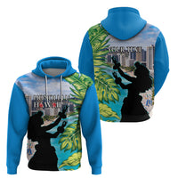 Personalised Honolulu Aloha Hawaii Zip Hoodie Tropical Leaves With Hula Girl LT14 - Polynesian Pride