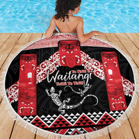 Toitu Te Tiriti O Waitangi Beach Blanket Maori Wharenui With Taniko Motifs