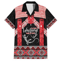 Toitu Te Tiriti O Waitangi Family Matching Off The Shoulder Long Sleeve Dress and Hawaiian Shirt Maori Wharenui With Taniko Motifs