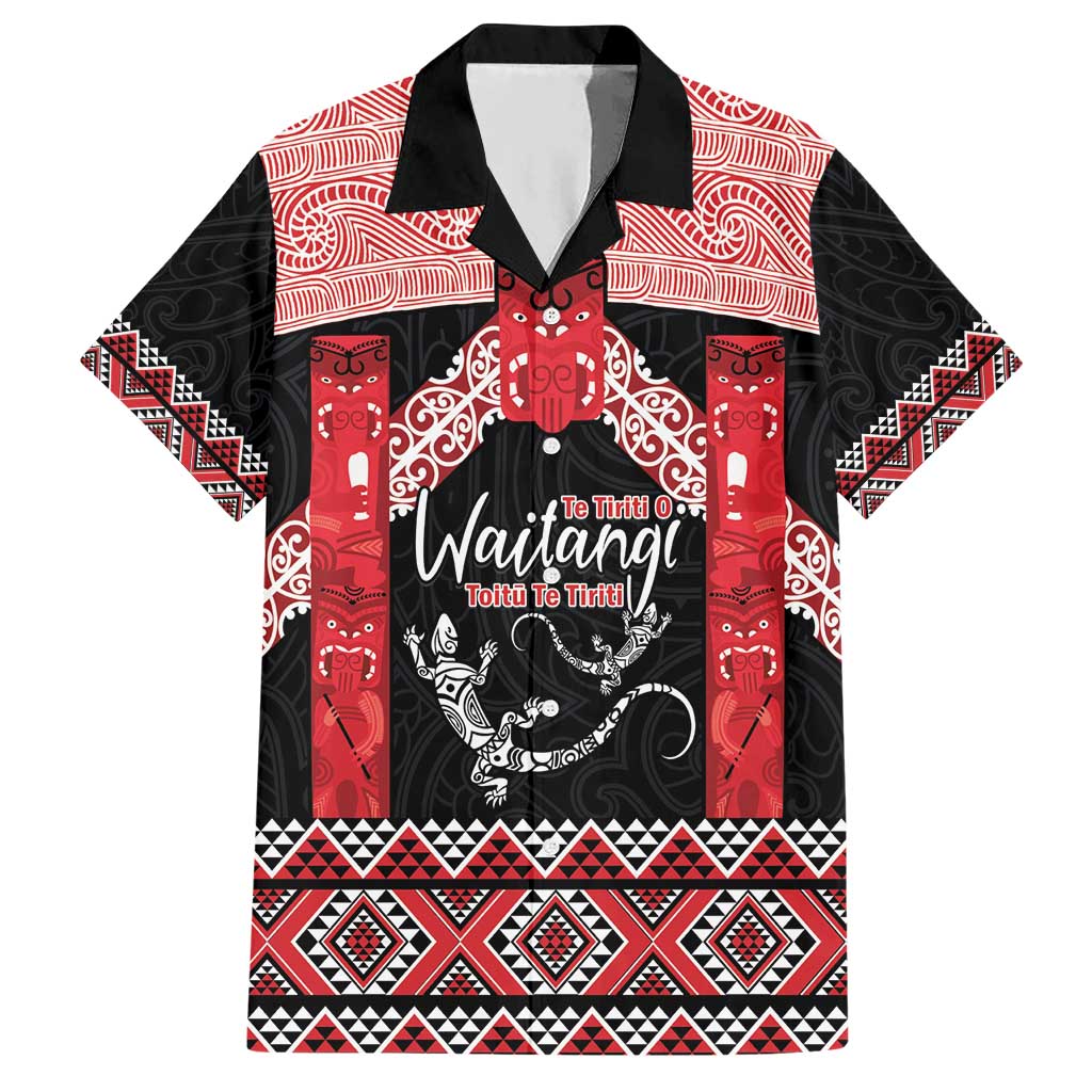 Toitu Te Tiriti O Waitangi Hawaiian Shirt Maori Wharenui With Taniko Motifs