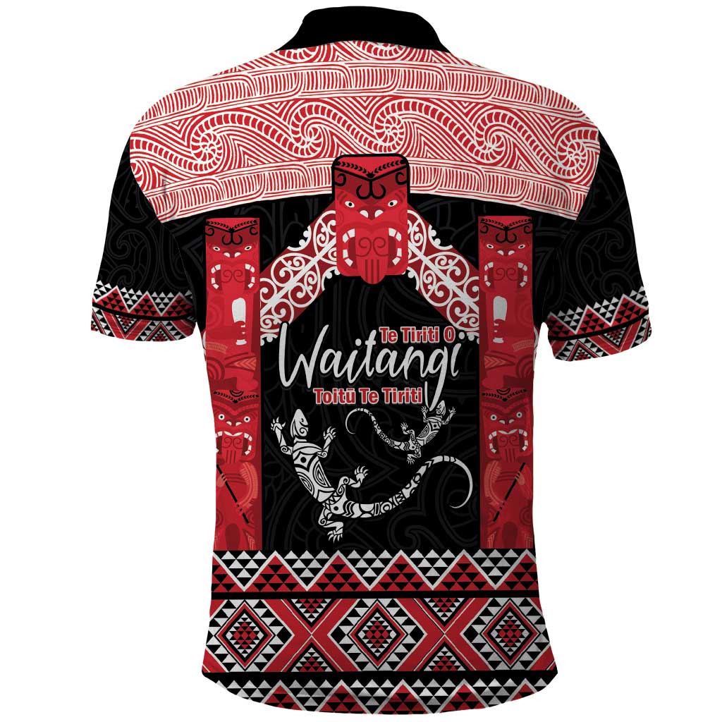 Toitu Te Tiriti O Waitangi Polo Shirt Maori Wharenui With Taniko Motifs