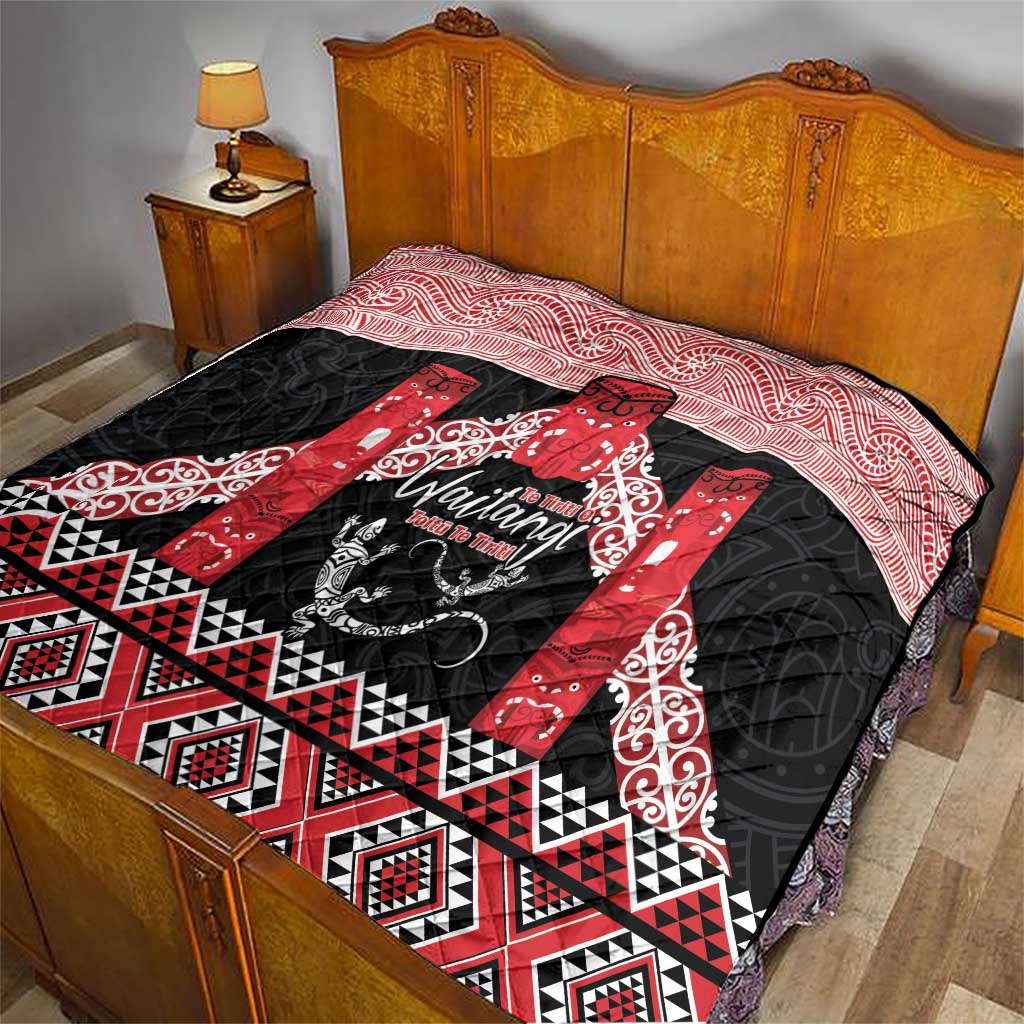 Toitu Te Tiriti O Waitangi Quilt Maori Wharenui With Taniko Motifs
