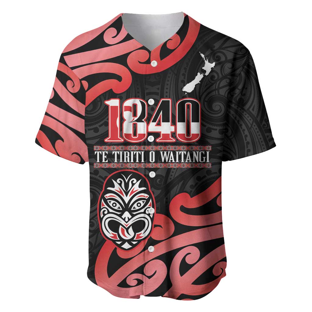 New Zealand 1840 Waitangi Day Baseball Jersey Aotearoa Haka Mask - Red Version