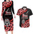 New Zealand 1840 Waitangi Day Couples Matching Long Sleeve Bodycon Dress and Hawaiian Shirt Aotearoa Haka Mask - Red Version