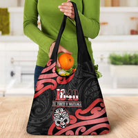 New Zealand 1840 Waitangi Day Grocery Bag Aotearoa Haka Mask - Red Version