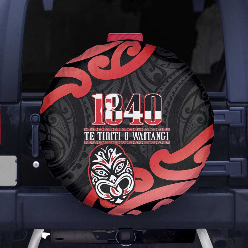 New Zealand 1840 Waitangi Day Spare Tire Cover Aotearoa Haka Mask - Red Version