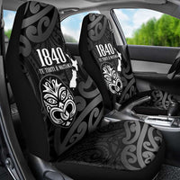 New Zealand 1840 Waitangi Day Car Seat Cover Aotearoa Haka Mask - Black Version LT14 - Polynesian Pride