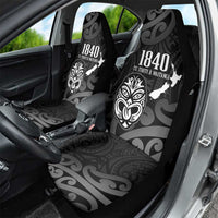 New Zealand 1840 Waitangi Day Car Seat Cover Aotearoa Haka Mask - Black Version LT14 - Polynesian Pride