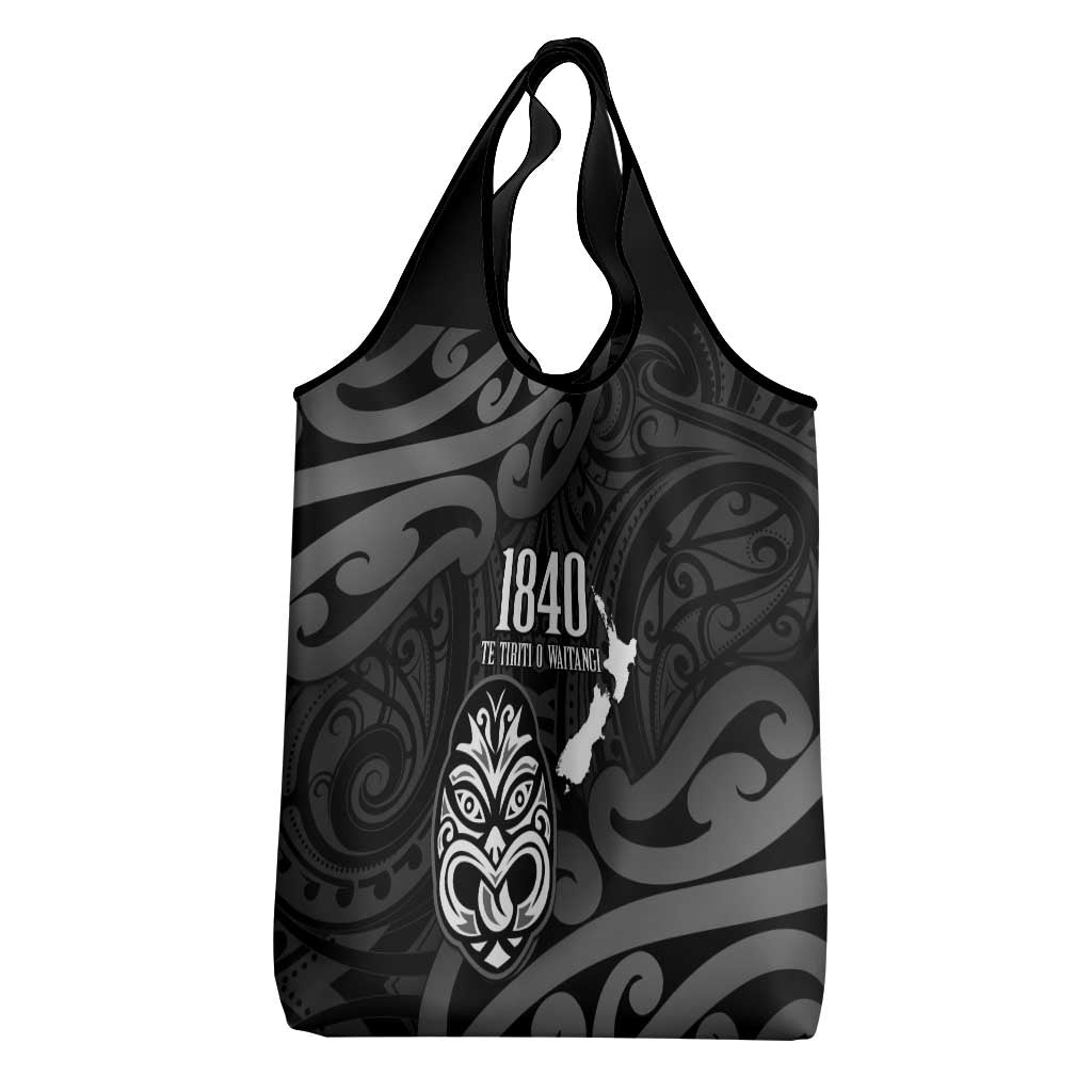 New Zealand 1840 Waitangi Day Grocery Bag Aotearoa Haka Mask - Black Version
