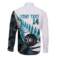 New Zealand Lawn Bowls Custom Family Matching Off Shoulder Short Dress and Hawaiian Shirt Aotearoa Silver Fern Paua Shell LT14 - Polynesian Pride