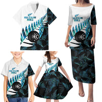 New Zealand Lawn Bowls Custom Family Matching Puletasi and Hawaiian Shirt Aotearoa Silver Fern Paua Shell LT14 - Polynesian Pride