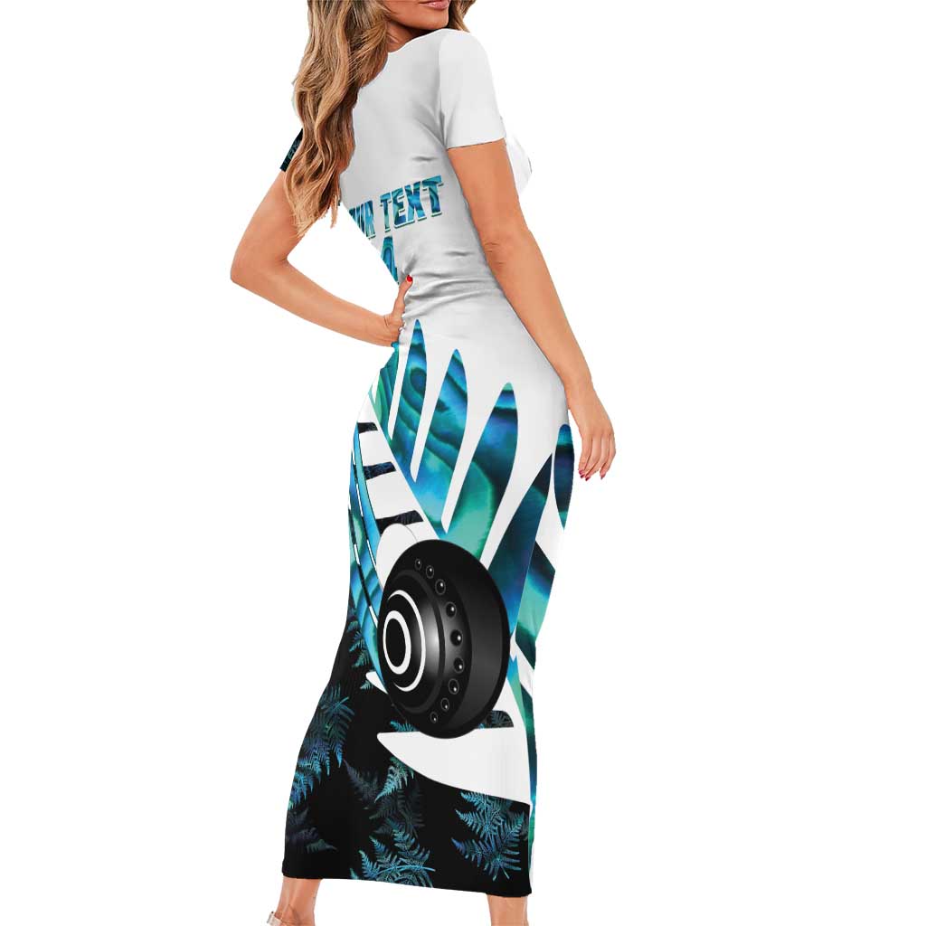 New Zealand Lawn Bowls Custom Family Matching Short Sleeve Bodycon Dress and Hawaiian Shirt Aotearoa Silver Fern Paua Shell LT14 - Polynesian Pride