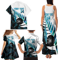 New Zealand Lawn Bowls Custom Family Matching Tank Maxi Dress and Hawaiian Shirt Aotearoa Silver Fern Paua Shell LT14 - Polynesian Pride