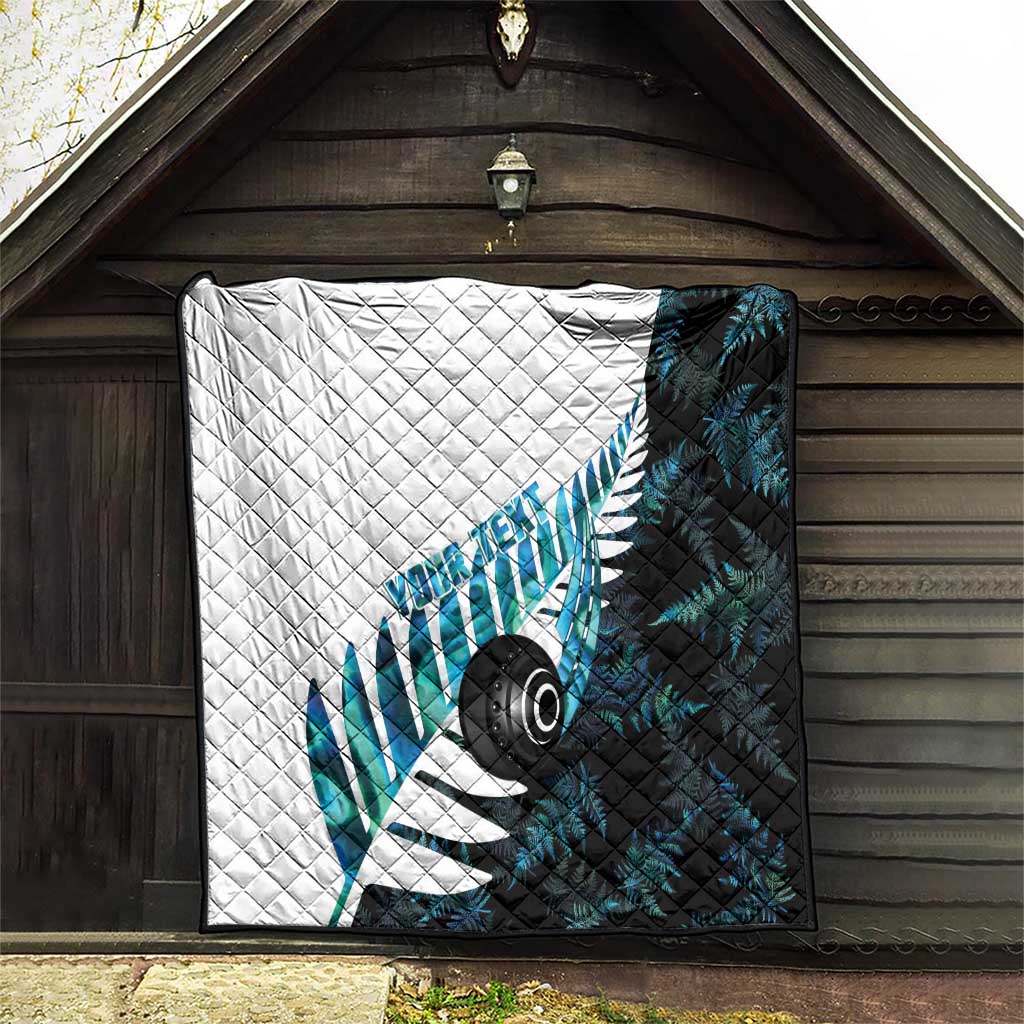 New Zealand Lawn Bowls Custom Quilt Aotearoa Silver Fern Paua Shell - Polynesian Pride
