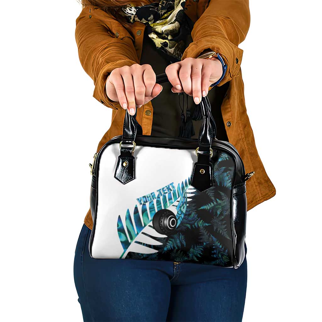 New Zealand Lawn Bowls Custom Shoulder Handbag Aotearoa Silver Fern Paua Shell - Polynesian Pride