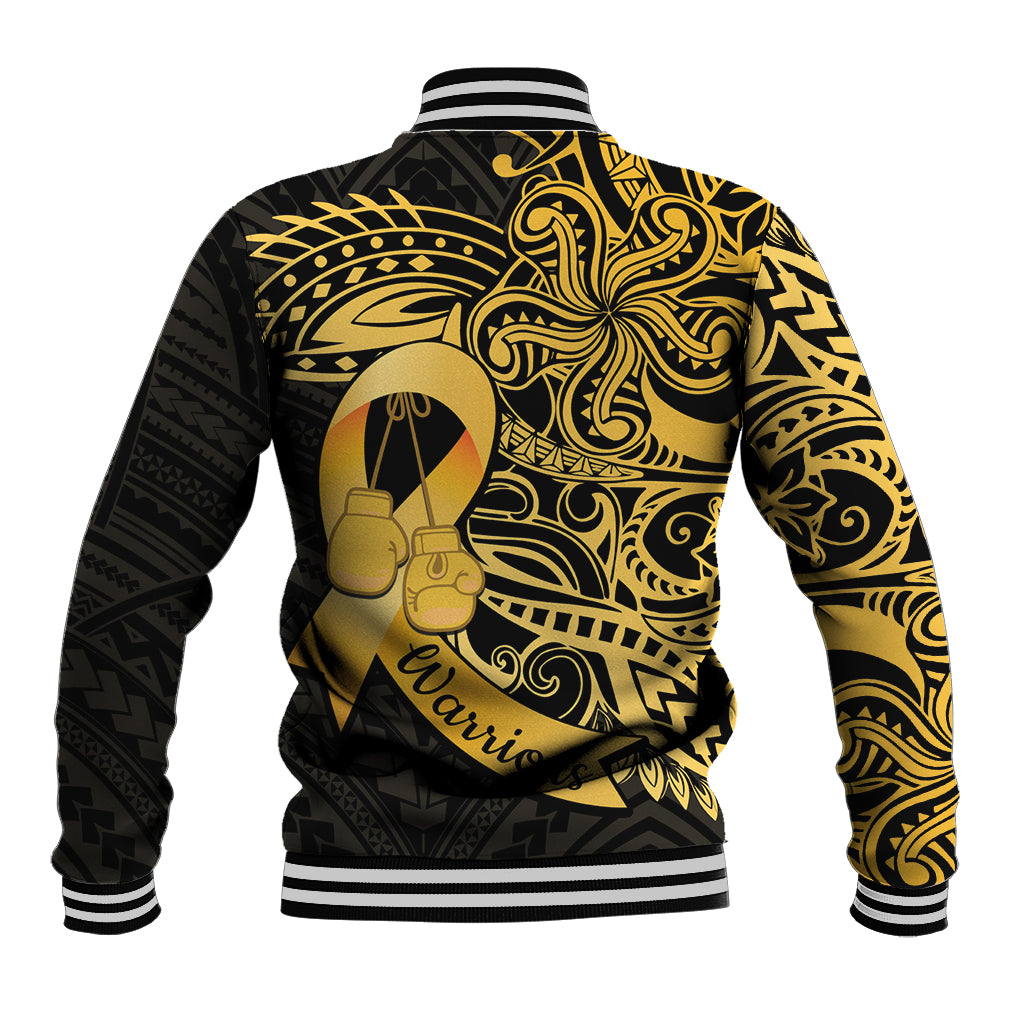 Polynesia Bone Cancer Awareness Baseball Jacket Fight Warriors