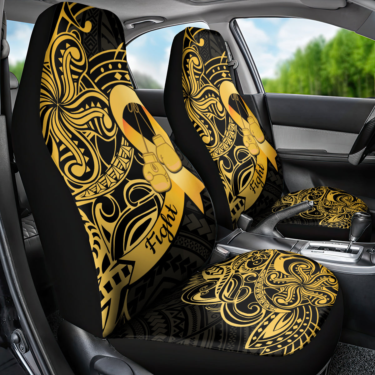 Polynesia Bone Cancer Awareness Car Seat Cover Fight Warriors