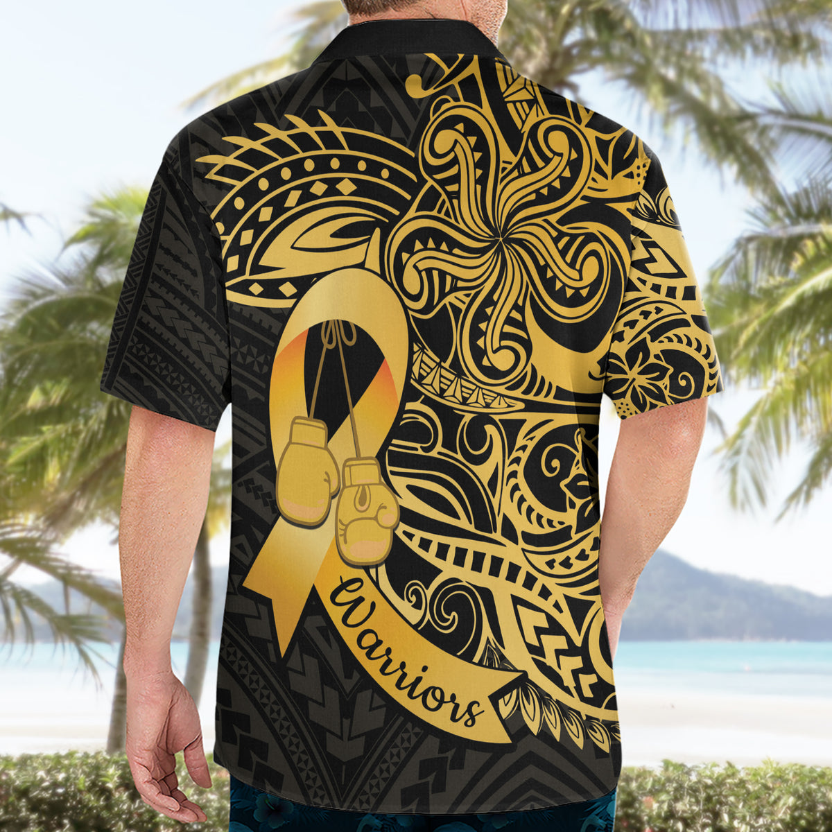 Polynesia Bone Cancer Awareness Hawaiian Shirt Fight Warriors