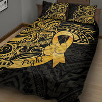 Polynesia Bone Cancer Awareness Quilt Bed Set Fight Warriors