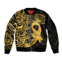 Polynesia Bone Cancer Awareness Sleeve Zip Bomber Jacket Fight Warriors