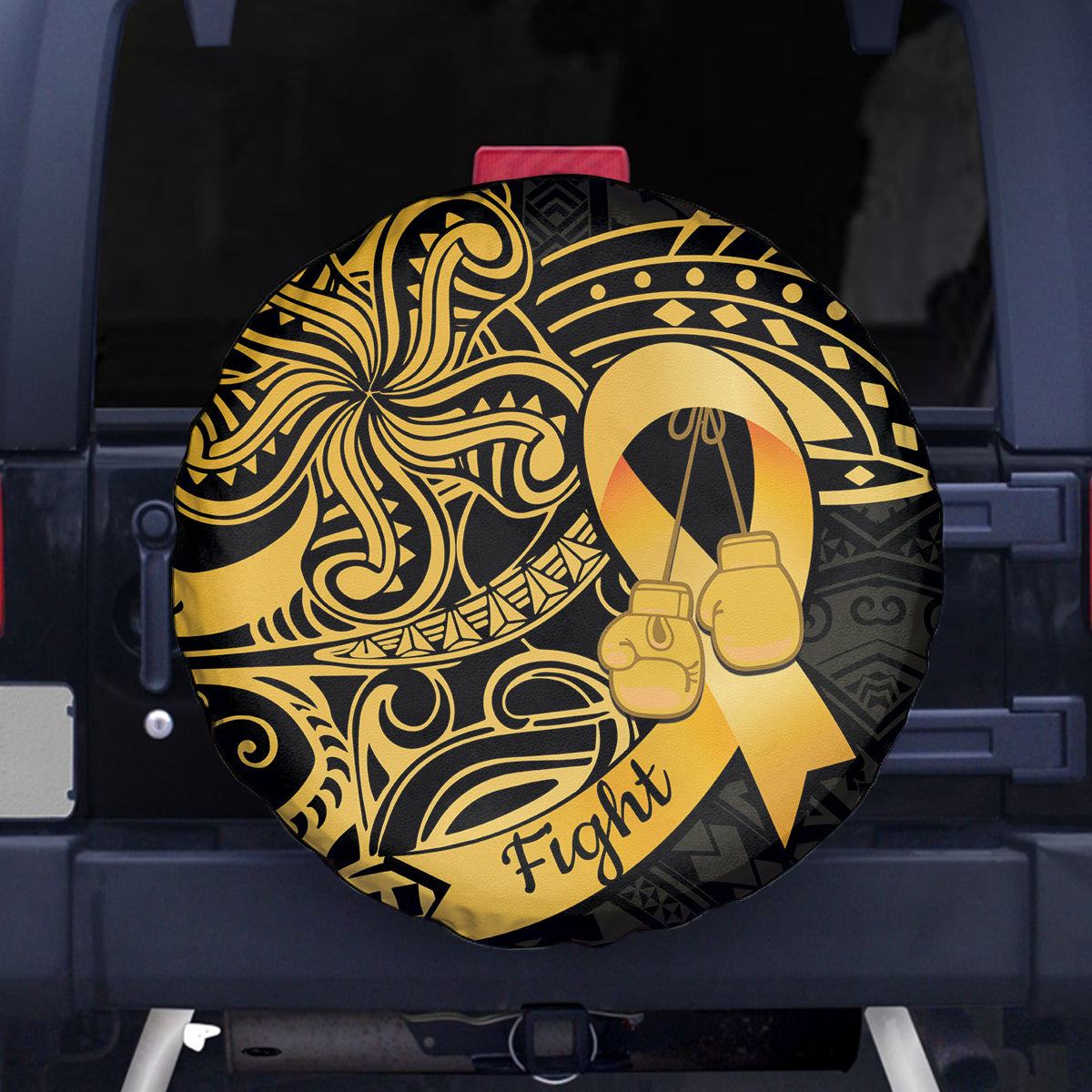 Polynesia Bone Cancer Awareness Spare Tire Cover Fight Warriors
