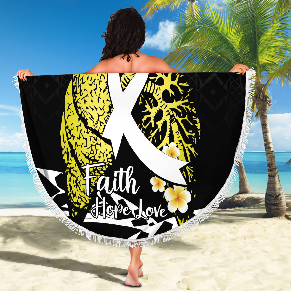 Polynesia World Lung Cancer Day Beach Blanket Faith Hope Love