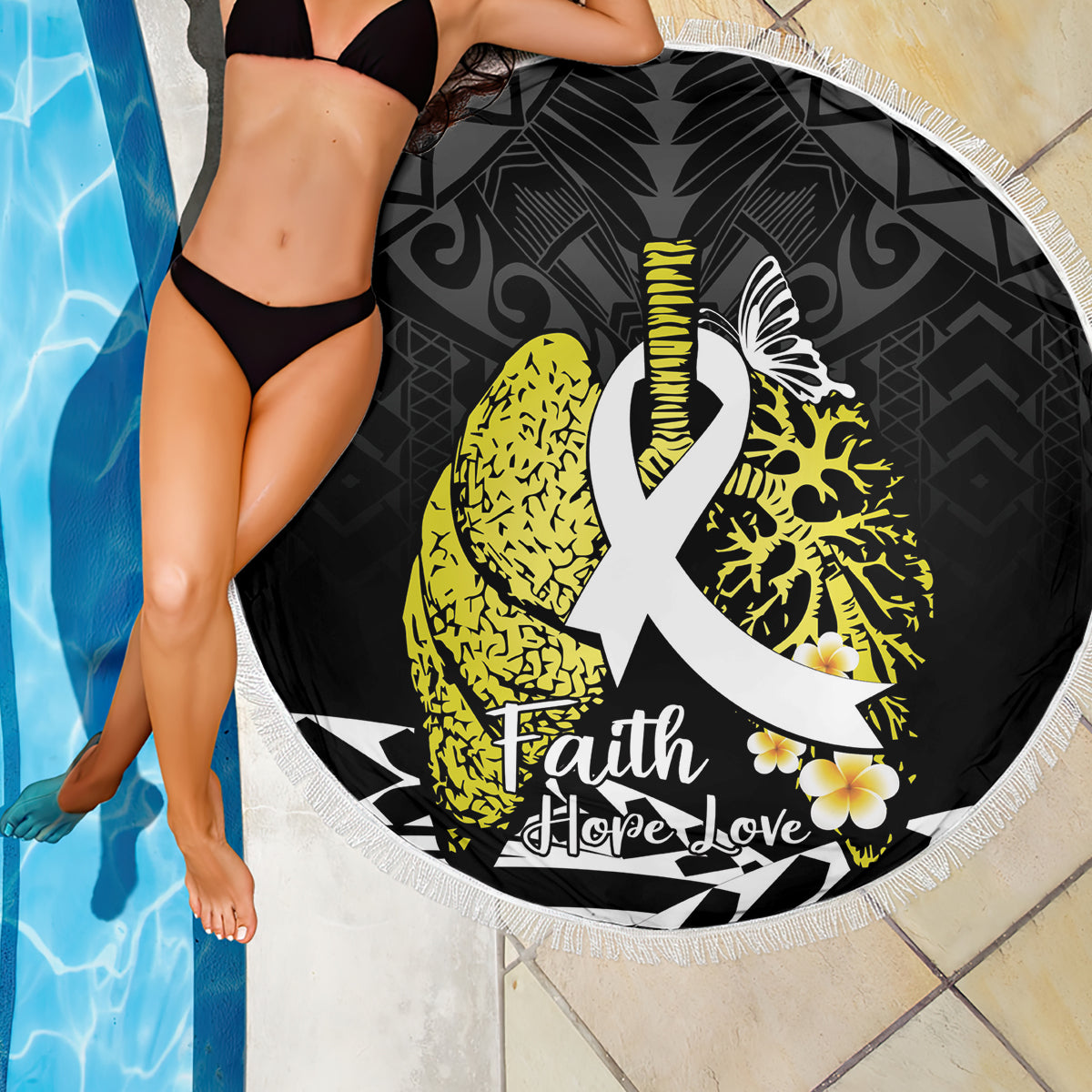 Polynesia World Lung Cancer Day Beach Blanket Faith Hope Love