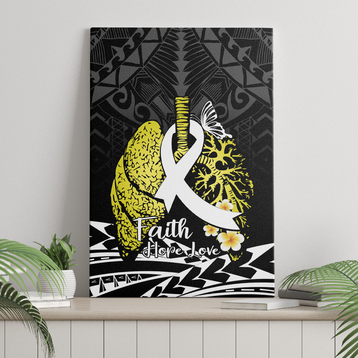 Polynesia World Lung Cancer Day Canvas Wall Art Faith Hope Love