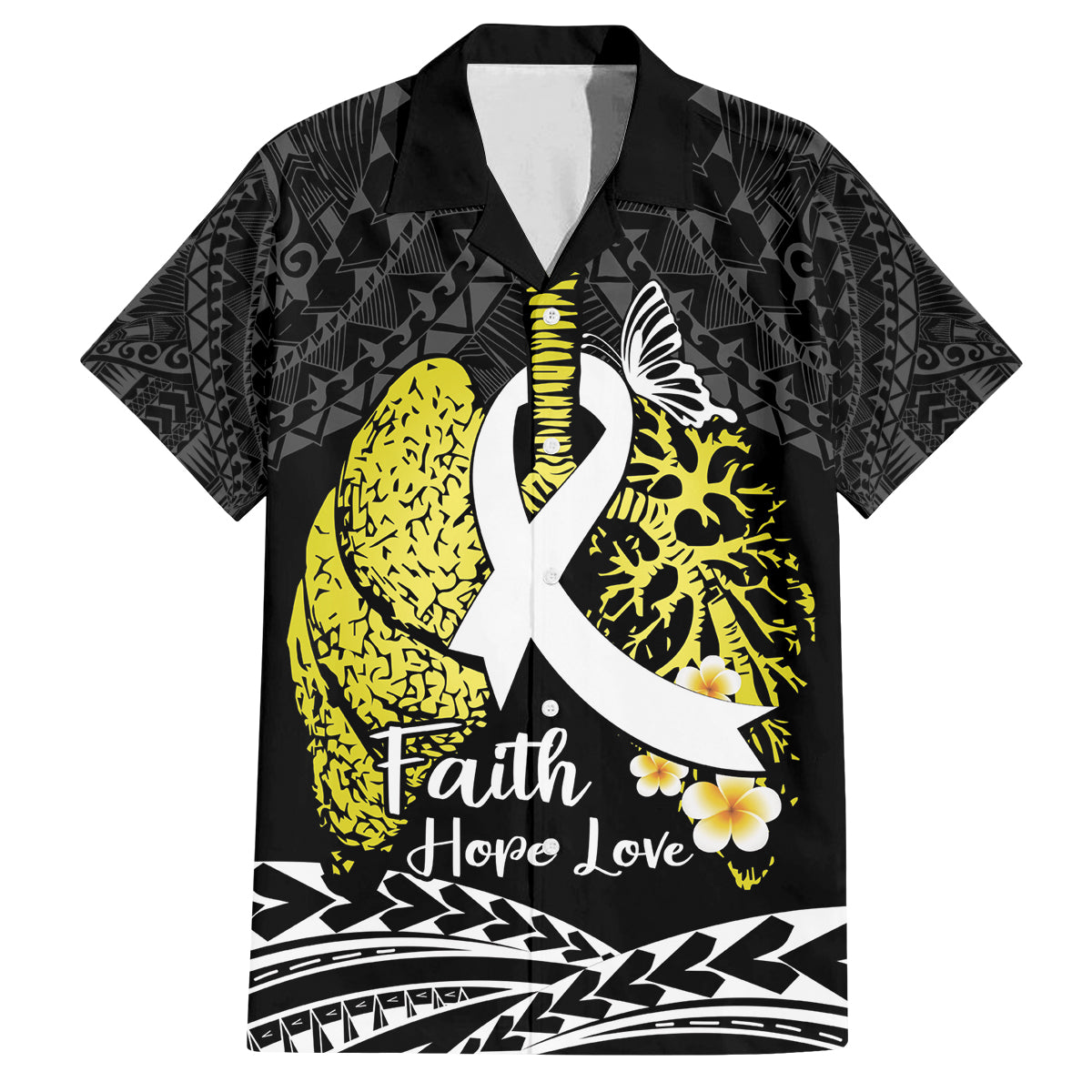 Personalised Polynesia World Lung Cancer Day Family Matching Puletasi and Hawaiian Shirt Faith Hope Love