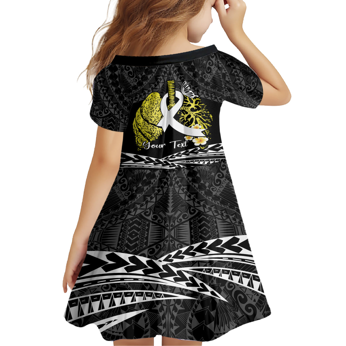 Personalised Polynesia World Lung Cancer Day Family Matching Short Sleeve Bodycon Dress and Hawaiian Shirt Faith Hope Love