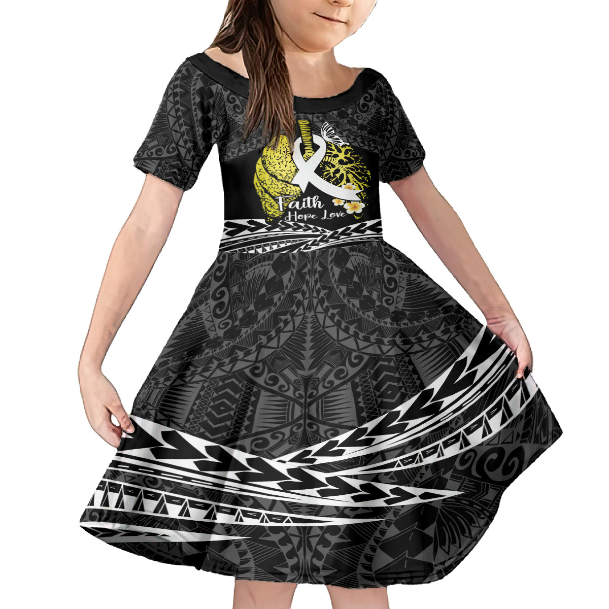 Personalised Polynesia World Lung Cancer Day Family Matching Tank Maxi Dress and Hawaiian Shirt Faith Hope Love