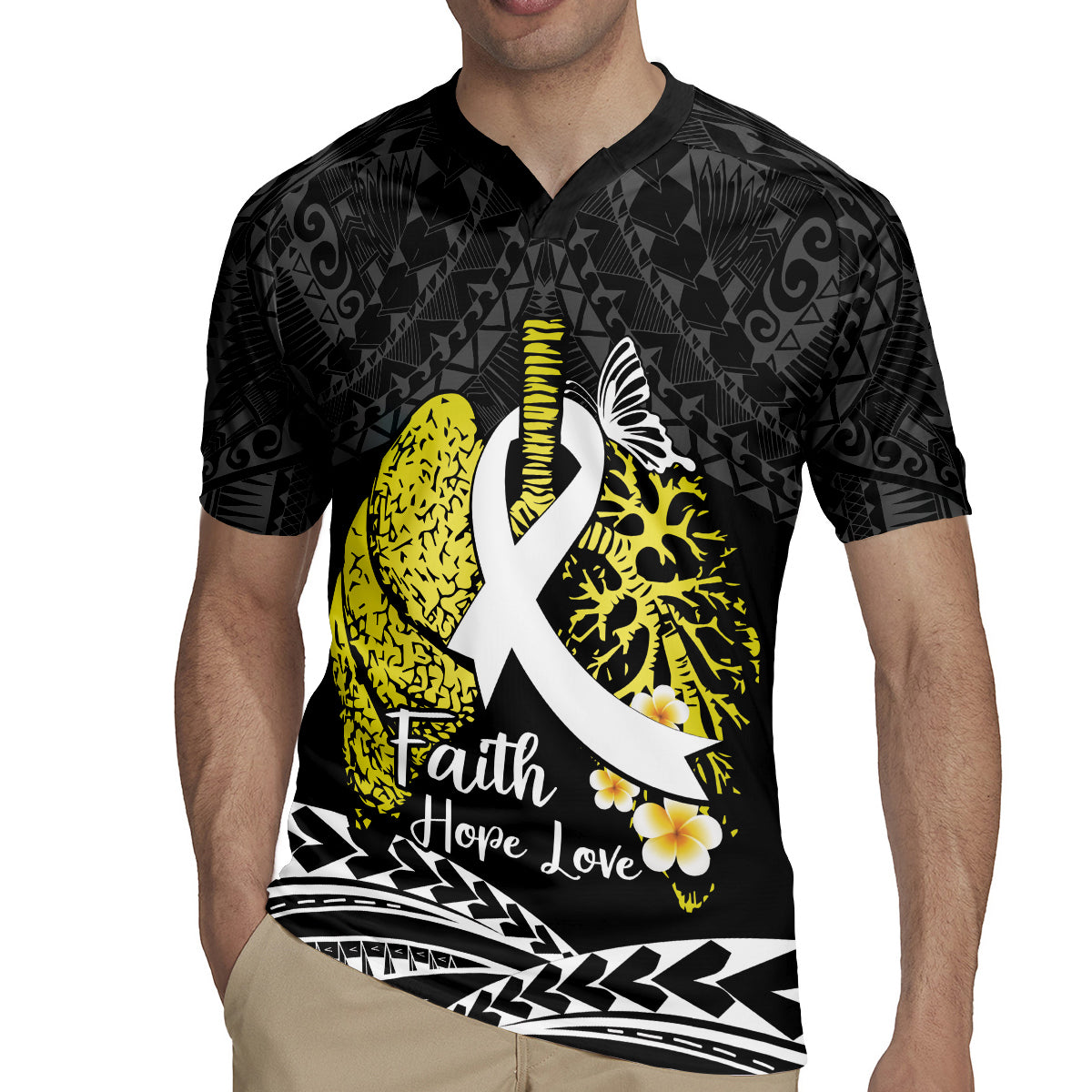 Personalised Polynesia World Lung Cancer Day Rugby Jersey Faith Hope Love