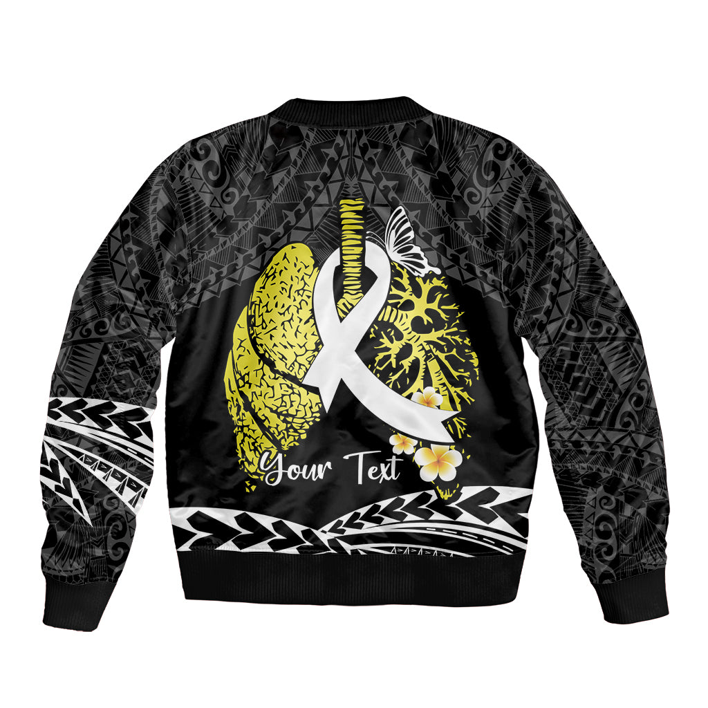 Personalised Polynesia World Lung Cancer Day Sleeve Zip Bomber Jacket Faith Hope Love