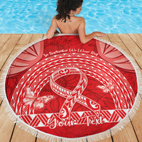 Personalised In September We Wear Red Beach Blanket Polynesia Blood Cancer Awareness