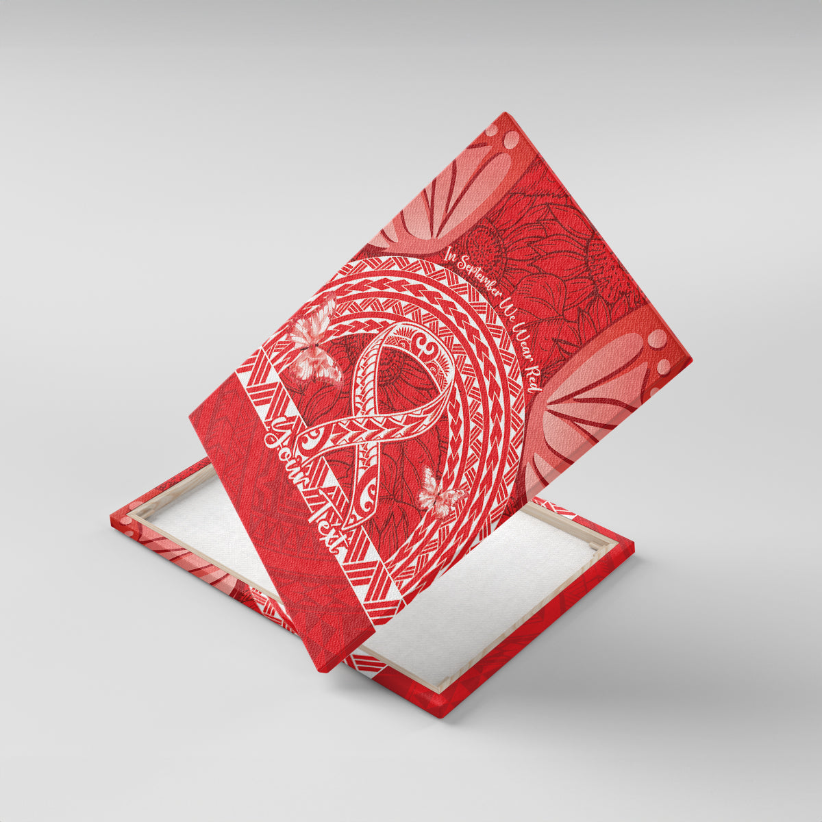 Personalised In September We Wear Red Canvas Wall Art Polynesia Blood Cancer Awareness