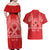 Personalised In September We Wear Red Couples Matching Off Shoulder Maxi Dress and Hawaiian Shirt Polynesia Blood Cancer Awareness