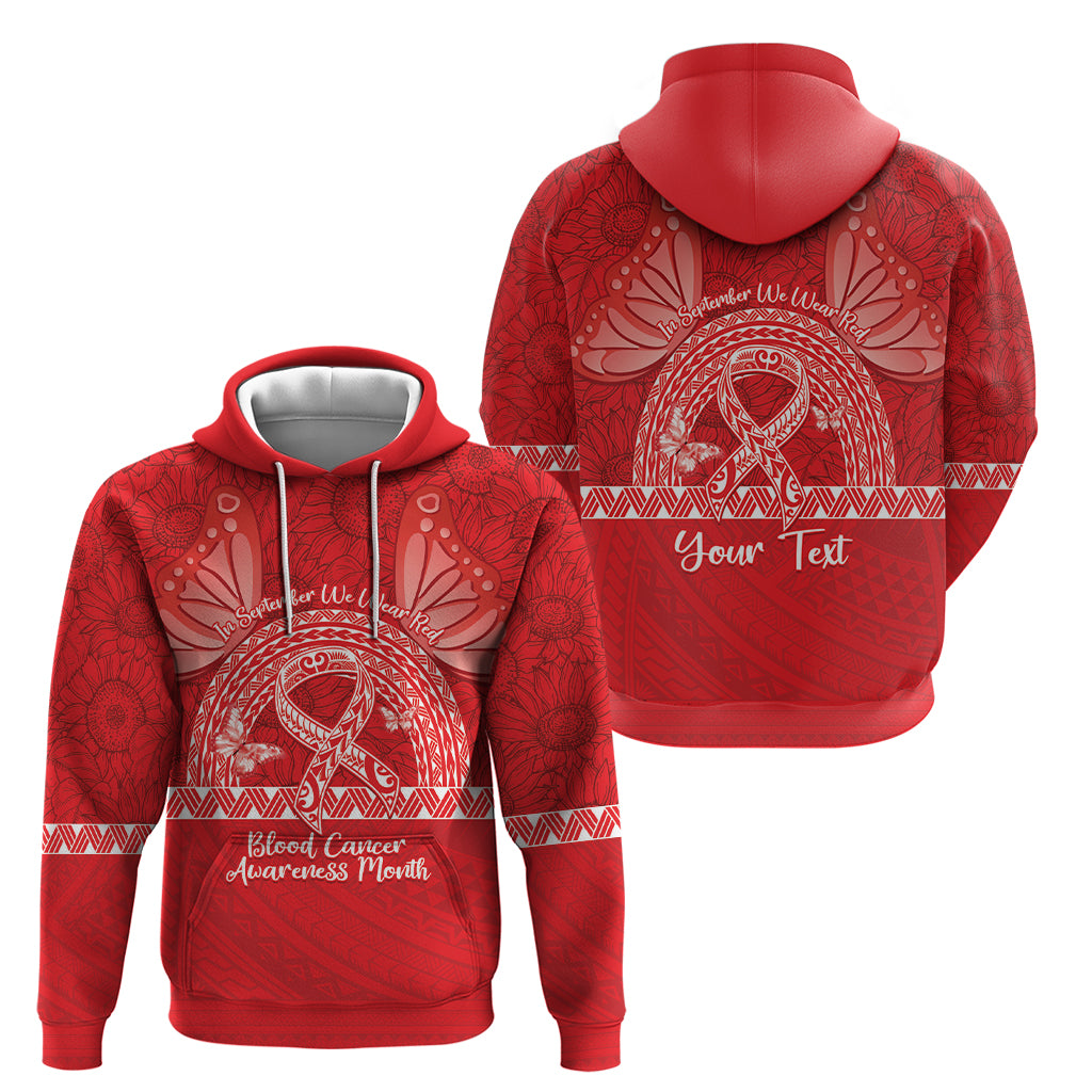 Personalised In September We Wear Red Hoodie Polynesia Blood Cancer Awareness
