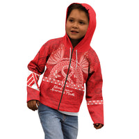 Personalised In September We Wear Red Kid Hoodie Polynesia Blood Cancer Awareness