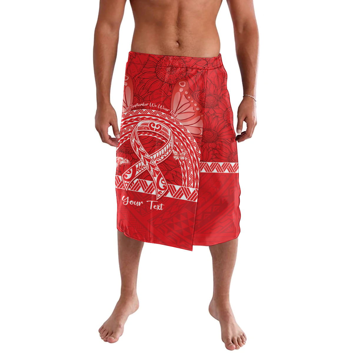 Personalised In September We Wear Red Lavalava Polynesia Blood Cancer Awareness