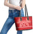 Personalised In September We Wear Red Leather Tote Bag Polynesia Blood Cancer Awareness