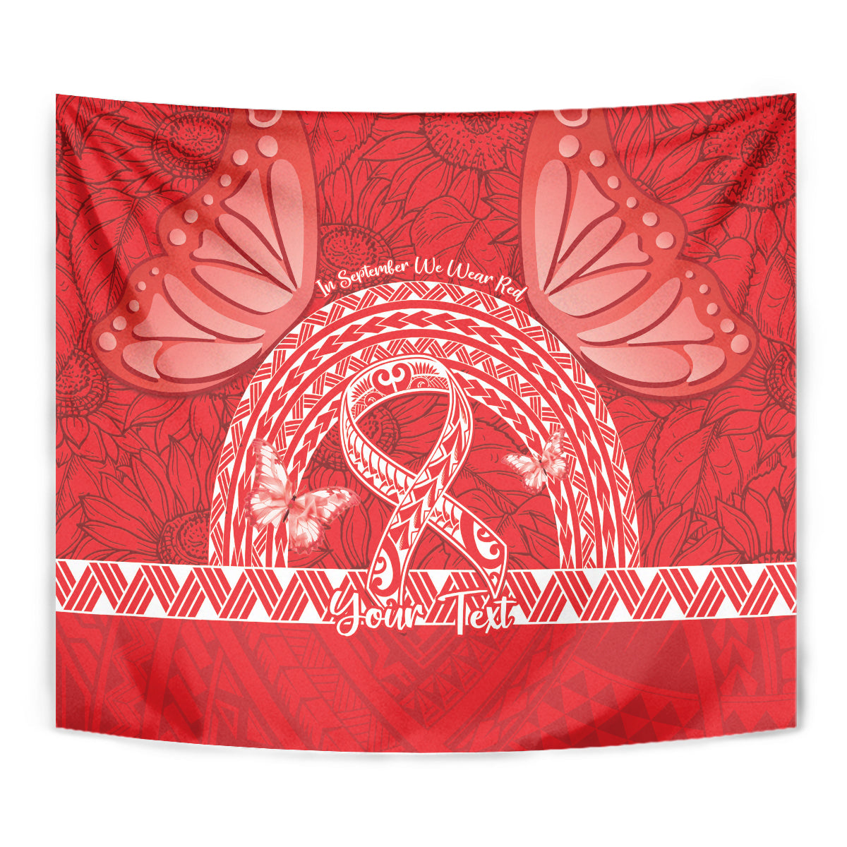Personalised In September We Wear Red Tapestry Polynesia Blood Cancer Awareness